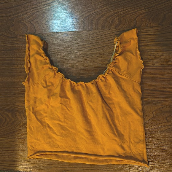 Yellow Ruffle Edge Crop Top - Picture 2 of 4